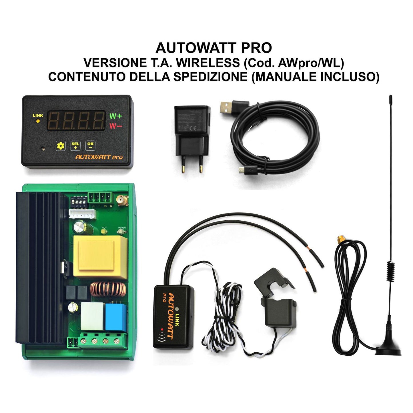 C2- AUTOWATT PRO WL centralina dimmerata 2kW espandibile per autoconsumo fotovoltaico grid-tie con sensore wireless (AWpro/WL)