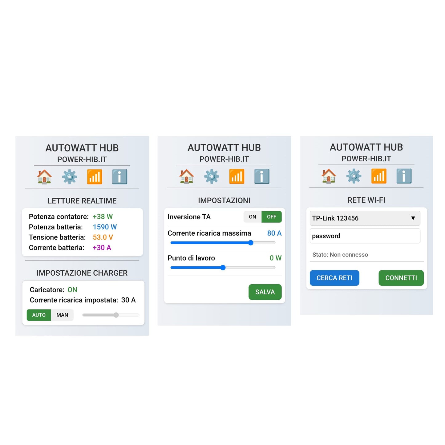 B1- AUTOWATT HUB centralina per ricarica batteria da scambio sul posto (AW/HB)